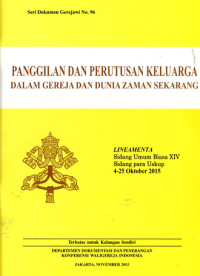 Image of PANGGILAN DAN PERUTUSAN KELUARGA DALAM GEREJA DAN DUNIA ZAMAN SEKARANG